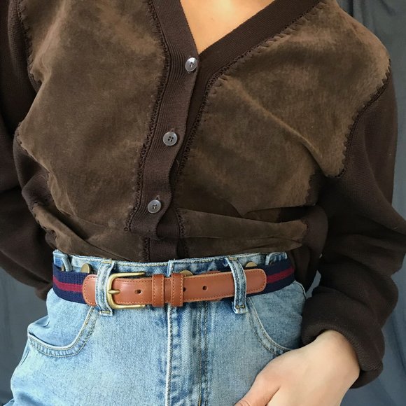 Vintage coach linen leather belt blue Medium large - Picture 7 of 7